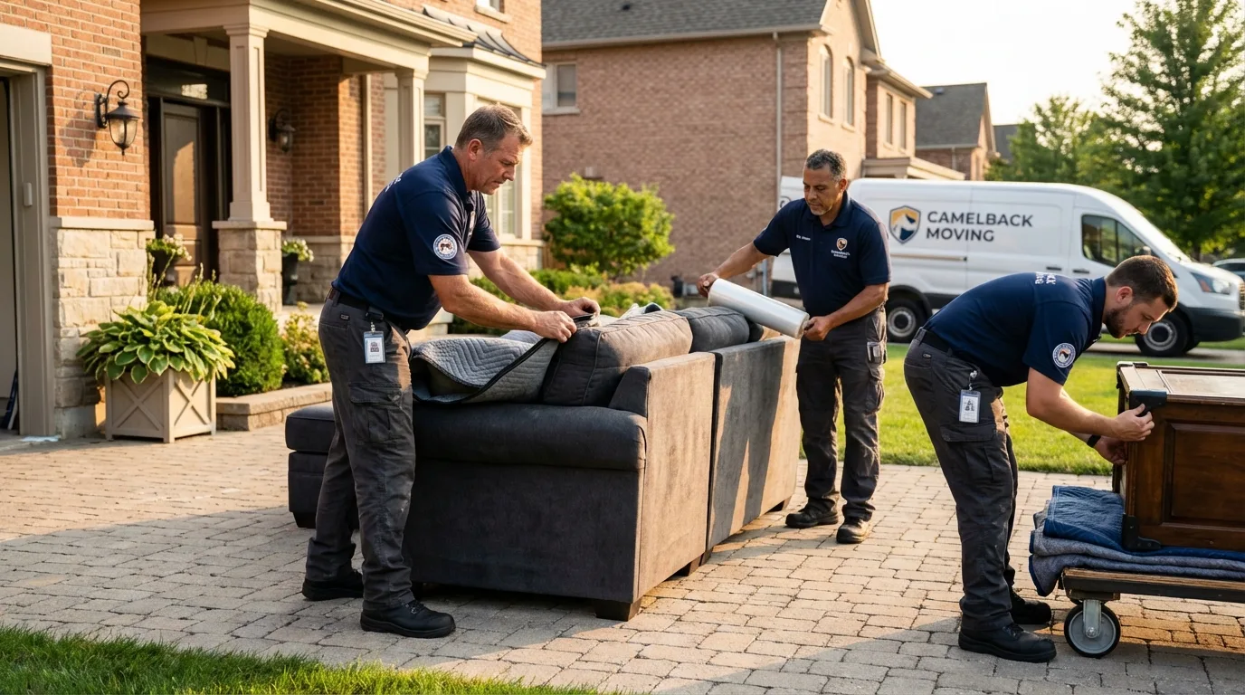Large estate moving crew wrapping furniture in Ceiba, PR